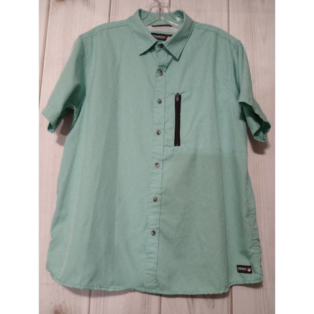 Canada Weathergear‎ Mens Mint Green Short Sleeve Fishing Hiking Shirt CWG015 M